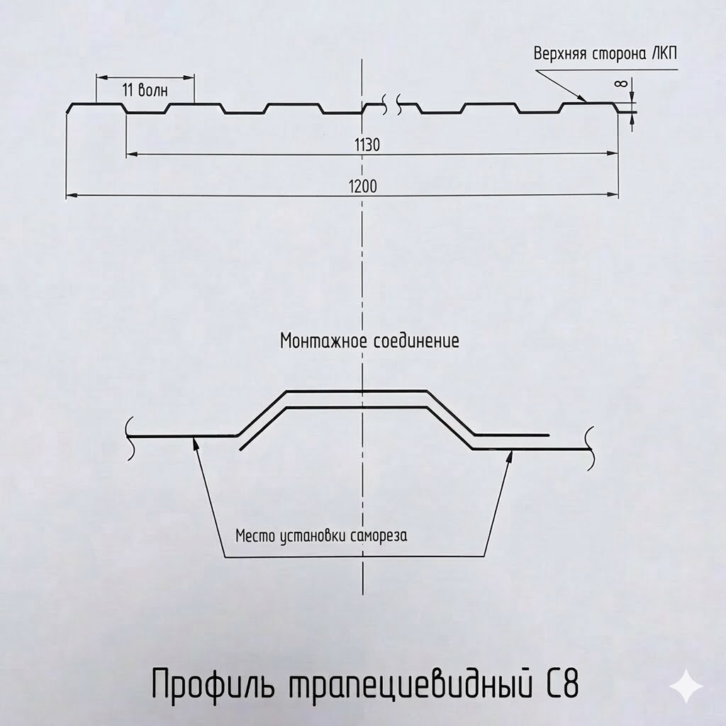 Профнастил С-8 0,50мм RAL 8017