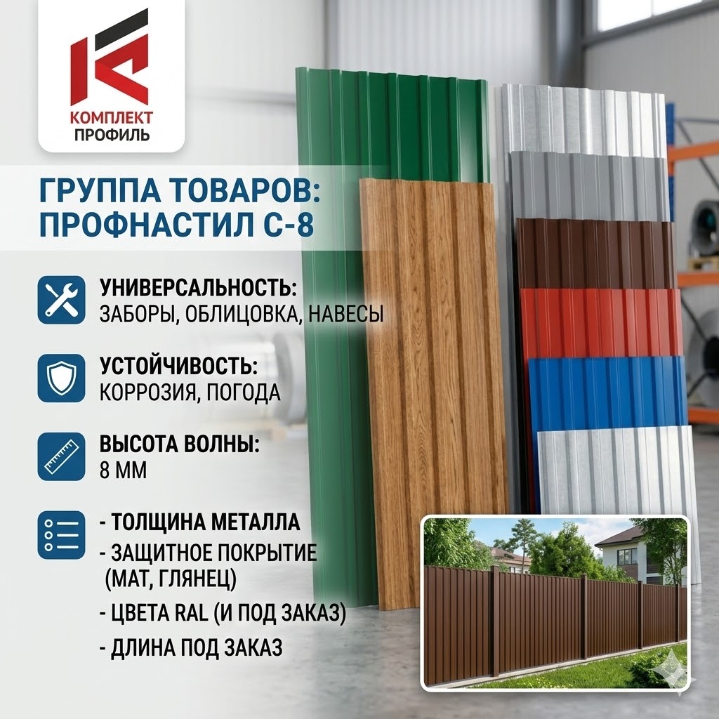 Профнастил С-8 0,45мм RAL 7024